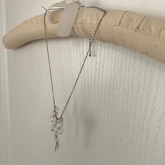 Vintage Silver Tone Necklace with Clear Transparent Beads - Picture 6 of 9